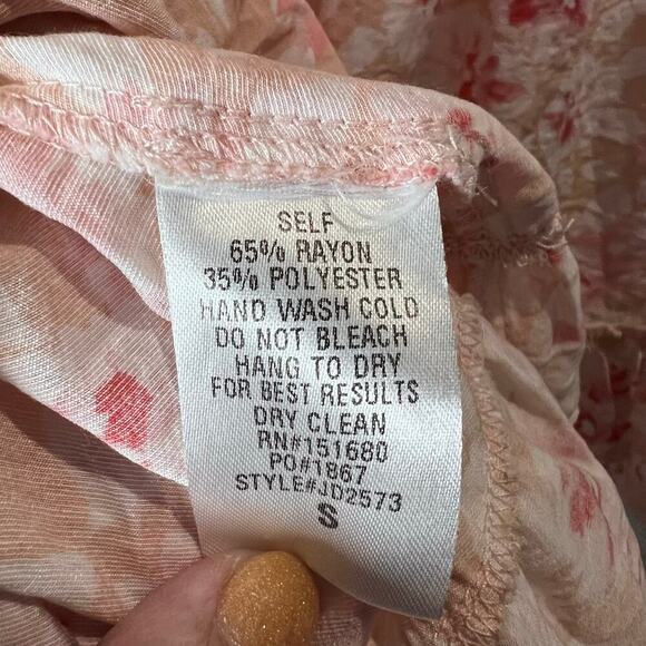 Storia Boutique Pink Coral Floral Ruffle Mini Dress Small Spring Summer Vacation - Picture 5 of 8